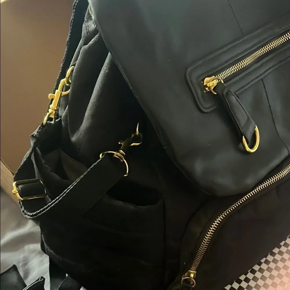 Skip Hop Professional Black Backpack (Diaper bag) with Gold Accents | EUC